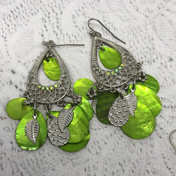 BUNDLE lot 3 shell + abalone bead earrings coastal beach boho colorful dangle. - Picture 4 of 5